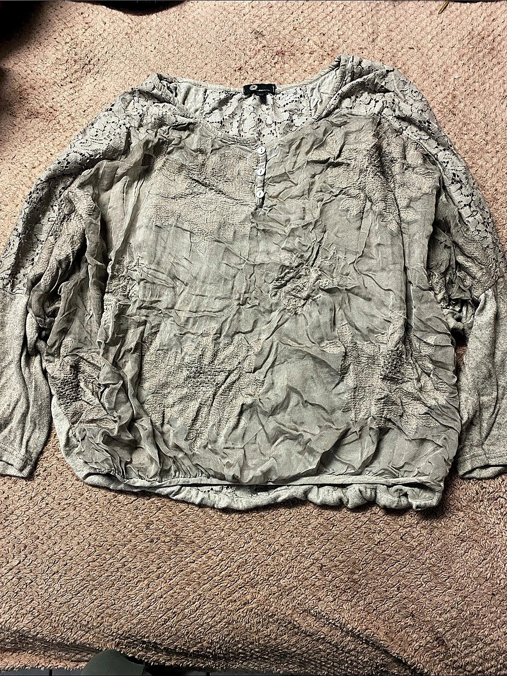 M Long Sleeve Textured Tunic Gray Size Large